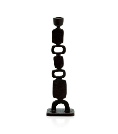 Bougeoir Totemo - Noir en aluminium recyclé, bougeoir décoratif noir design sculptural