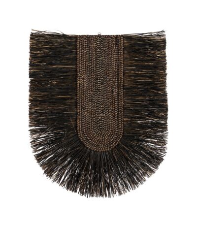 Déco Murale Dada - Noir en fibres naturelles tressées, déco murale bohème artisanale