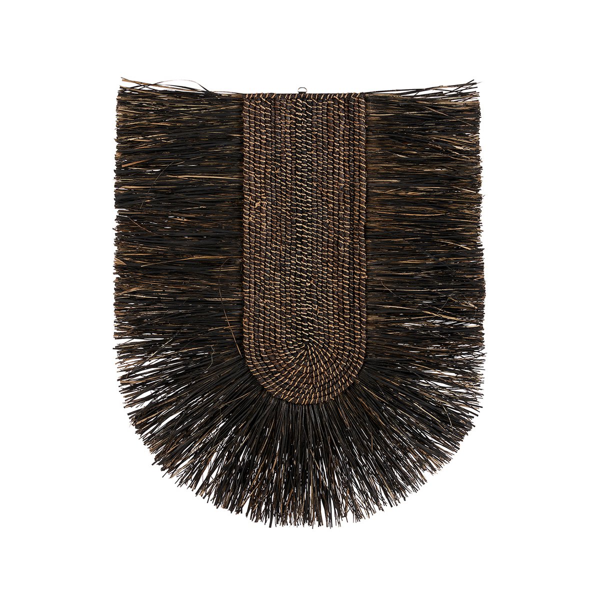 Déco Murale Dada - Noir en fibres naturelles tressées, déco murale bohème artisanale