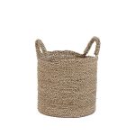 Panier Sensity - M en jonc de mer tressé avec anses, panier de rangement en fibres naturelles pour intérieur