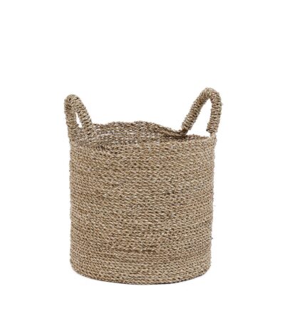 Panier Sensity - M en jonc de mer tressé avec anses, panier de rangement en fibres naturelles pour intérieur