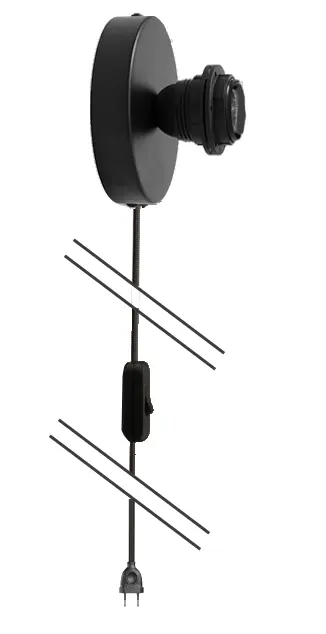 Câble avec interrupteur et prise Applique Boule Wrecking - noir terrazzo