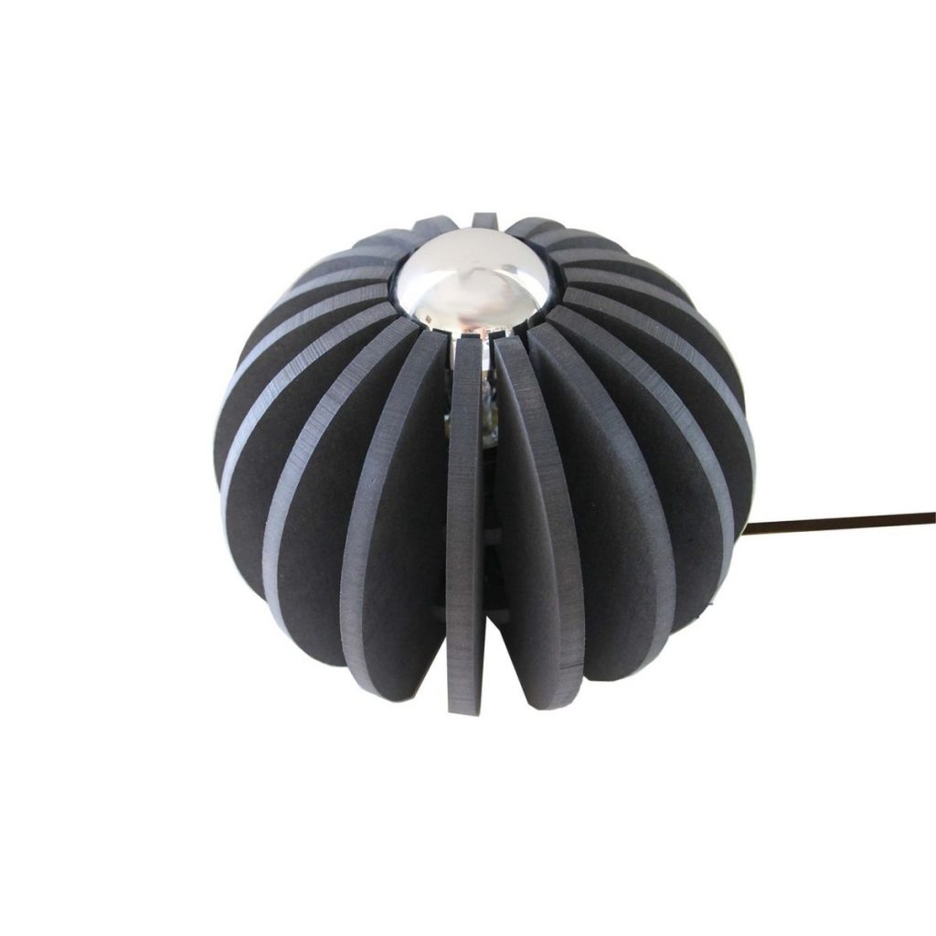 Lampe à poser Wrecking noir en bois teinté, design arrondi avec éclairage doux et ambiance contemporaine