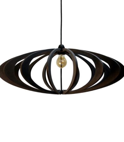 Suspension bois design Rolling Black Ø70 cm, luminaire contemporain noir