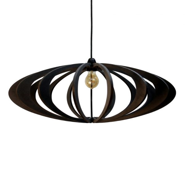 Suspension Rolling Black Suspension bois design Rolling Black Ø70 cm, luminaire contemporain noir