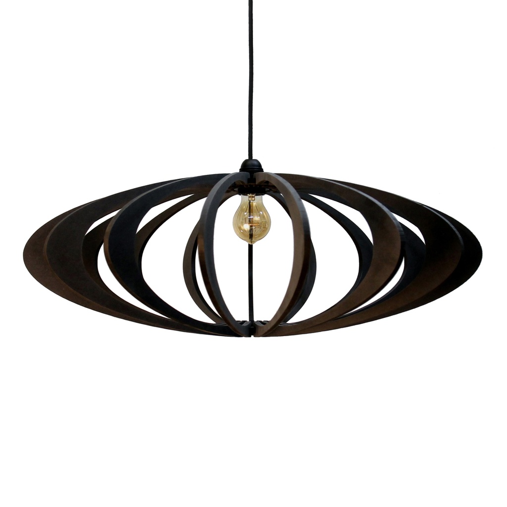 Suspension bois design Rolling Black Ø70 cm, luminaire contemporain noir
