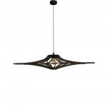 Suspension bois noir SINGING D90 design contemporain en bois noir mat avec structure aérienne et éclairage doux