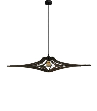Suspension bois noir SINGING D90 design contemporain en bois noir mat avec structure aérienne et éclairage doux
