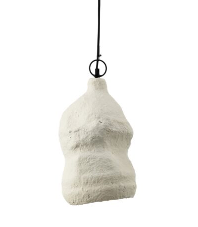 Suspension Moloko - Blanc - S en papier mâché artisanal, luminaire suspendu au style naturel