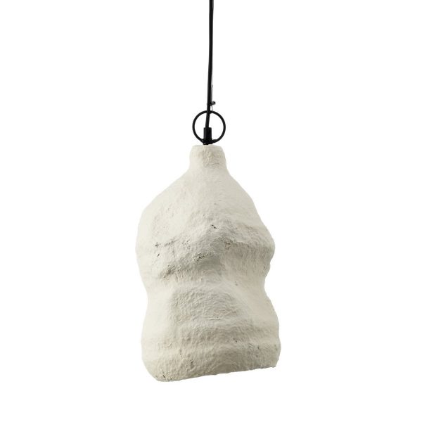 Suspension Moloko - Blanc - S en papier mâché artisanal, luminaire suspendu au style naturel