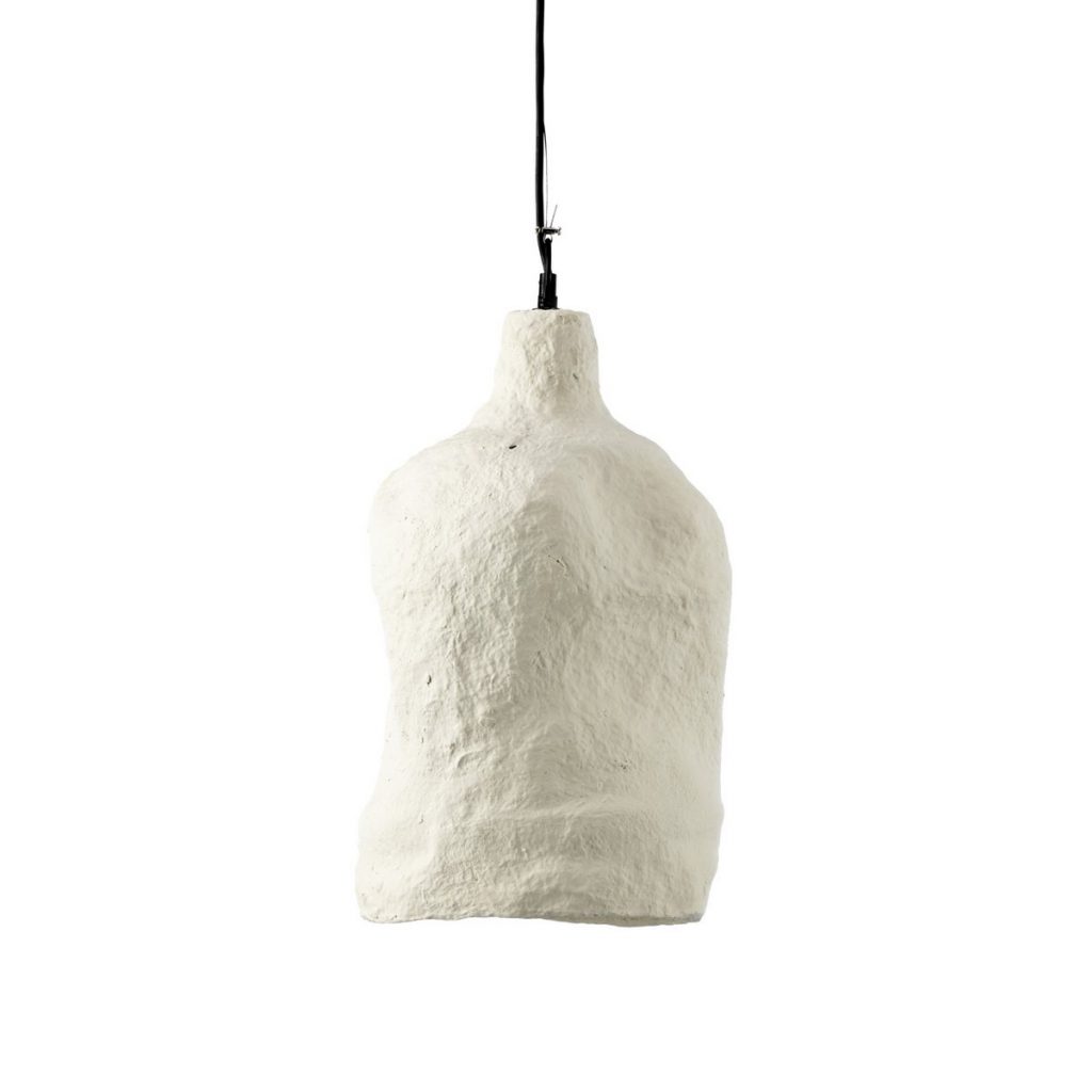 Suspension Moloko - Blanc - L en papier mâché artisanal, suspension décorative blanche