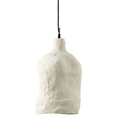 Suspension Moloko - Blanc - L en papier mâché artisanal, suspension décorative blanche