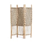 Paravent - Naturel en bois et fibres naturelles tressées, paravent décoratif style bohème