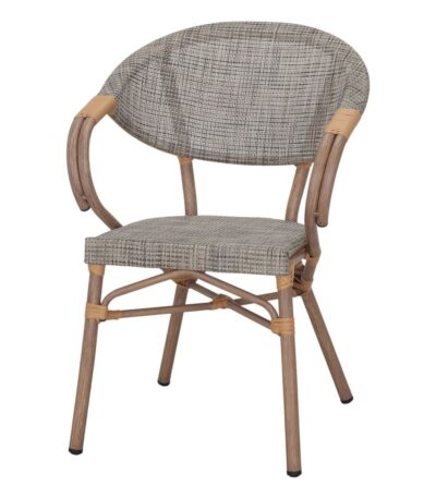 Chaise extérieur Porto en aluminium imitation bambou avec assise textilène pour terrasse ou jardin