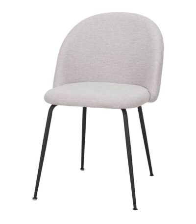 Chaise tapissée Cassis en tissu avec pieds en acier noir, design contemporain pour salle à manger