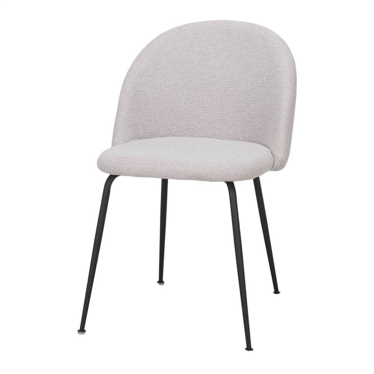 Chaise tapissée Cassis en tissu avec pieds en acier noir, design contemporain pour salle à manger