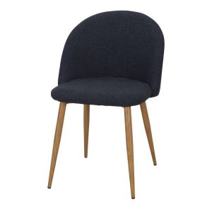 chaise tapissée freda bleu_esprit rotin (1) Chaise tapissée Freda en tissu avec pieds effet bois, style contemporain, chaise salle à manger confortable