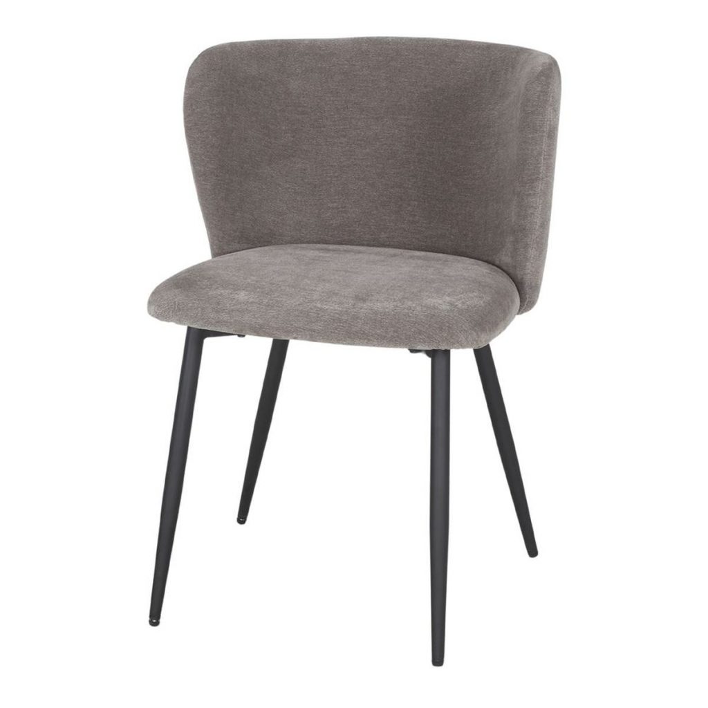Chaise tapissée Mila en tissu avec pieds métal noir, style contemporain, chaise salle à manger moderne