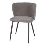 Chaise tapissée Mila en tissu avec pieds métal noir, style contemporain, chaise salle à manger moderne