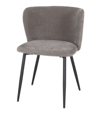 Chaise tapissée Mila en tissu avec pieds métal noir, style contemporain, chaise salle à manger moderne