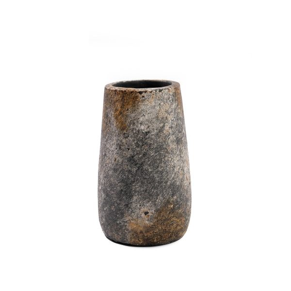 Vase Effrayant – Gris Antique – S en terre cuite, vase décoratif sculpté pour fleurs séchées