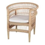 fauteuil en rotin java_esprit rotin (3) Fauteuil en rotin Java avec coussin, design arrondi et tressage ajouré pour intérieur naturel