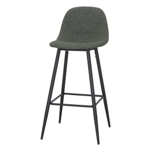 Tabouret de bar Moro en tissu avec structure acier noir, design contemporain pour îlot ou bar