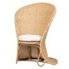 Fauteuil rotin paon naturel avec coussin, fauteuil en rotin haut dossier style vintage pour intérieur
