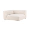 Module d’angle canapé Malo beige en tissu coton et lin, élément modulable avec assise profonde pour salon contemporain