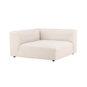 Module d’angle canapé Malo beige en tissu coton et lin, élément modulable avec assise profonde pour salon contemporain