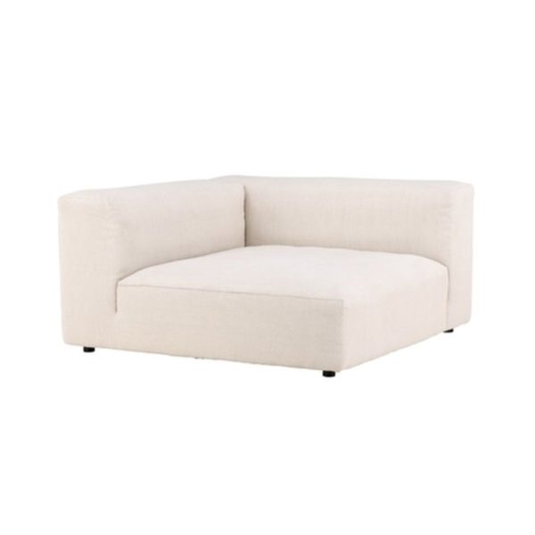 Module d’angle canapé Malo beige en tissu coton et lin, élément modulable avec assise profonde pour salon contemporain