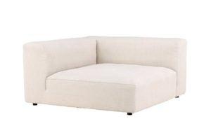 Module d’angle canapé Malo beige en tissu coton et lin, élément modulable avec assise profonde pour salon contemporain