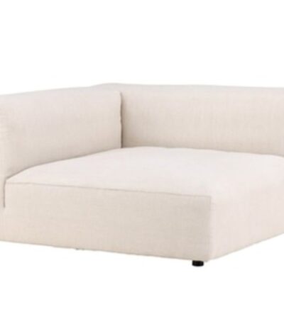 Module d’angle canapé Malo beige en tissu coton et lin, élément modulable avec assise profonde pour salon contemporain
