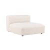 Module central canapé Malo beige en tissu coton et lin, assise modulable avec profondeur généreuse pour salon