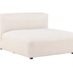 Module central canapé Malo beige en tissu coton et lin, assise modulable avec profondeur généreuse pour salon