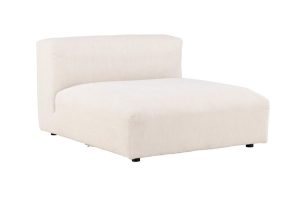 Module central canapé Malo beige en tissu coton et lin, assise modulable avec profondeur généreuse pour salon
