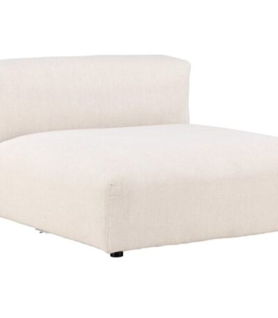 Module central canapé Malo beige en tissu coton et lin, assise modulable avec profondeur généreuse pour salon