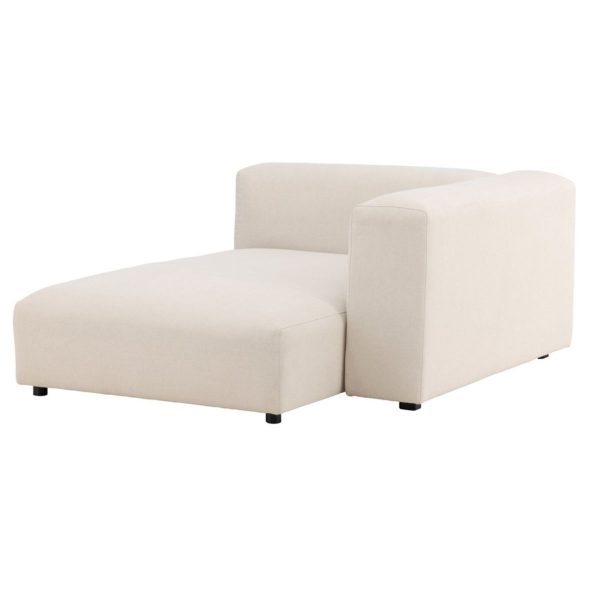 Module méridienne canapé Malo beige en tissu coton et lin, assise allongée modulable avec accoudoir
