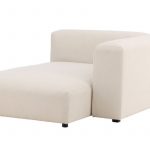 Module méridienne canapé Malo beige en tissu coton et lin, assise allongée modulable avec accoudoir