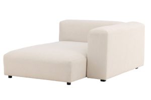 Module méridienne canapé Malo beige en tissu coton et lin, assise allongée modulable avec accoudoir