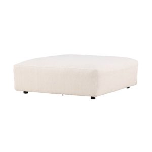Module pouf canapé Malo beige en tissu coton et lin, pouf modulable pour salon avec assise large