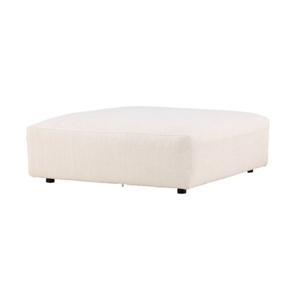 Module pouf canapé Malo beige en tissu coton et lin, pouf modulable pour salon avec assise large
