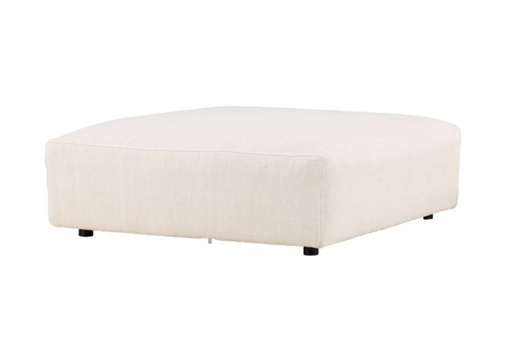 Module pouf canapé Malo beige en tissu coton et lin, pouf modulable pour salon avec assise large