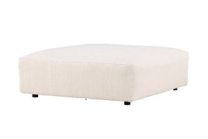 Module pouf canapé Malo beige en tissu coton et lin, pouf modulable pour salon avec assise large
