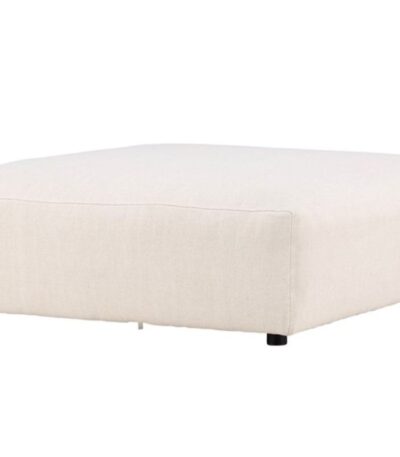 Module pouf canapé Malo beige en tissu coton et lin, pouf modulable pour salon avec assise large