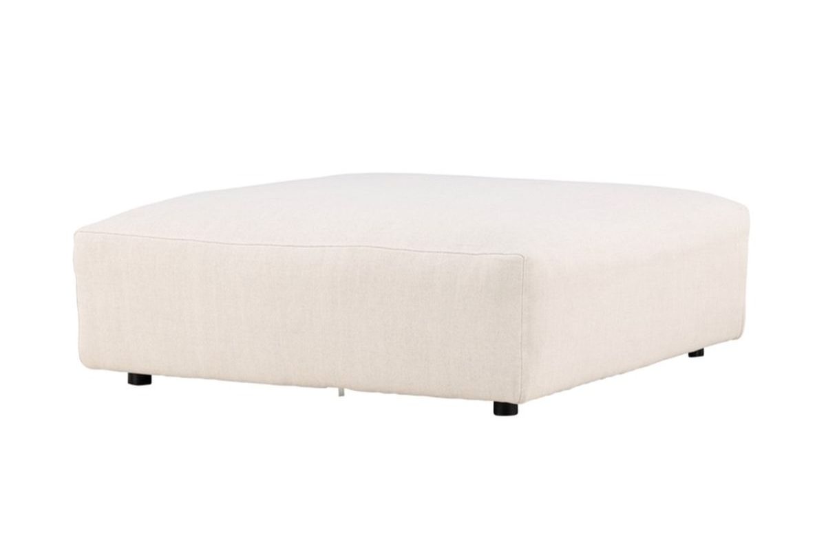 Module pouf canapé Malo beige en tissu coton et lin, pouf modulable pour salon avec assise large