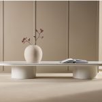 Table basse Alba beige 190 x 60 cm – Pierre frittée