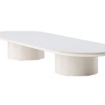 Table basse Alba beige 190 x 60 cm – Pierre frittée