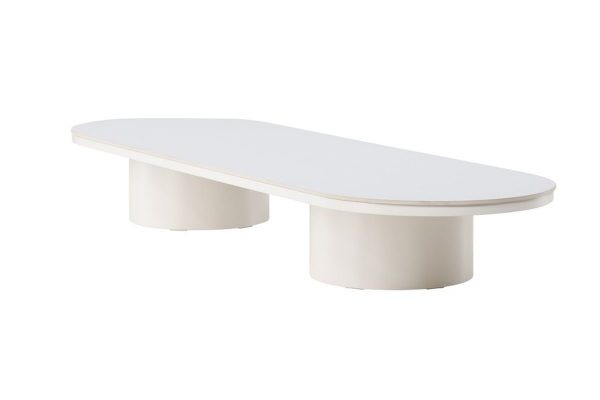 Table basse Alba beige 190 x 60 cm – Pierre frittée