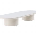 Table basse Alba beige 190 x 60 cm – Pierre frittée